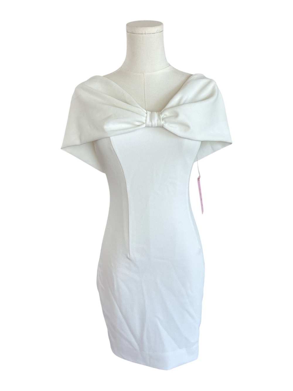 LWD2 White Bow-Shoulder Dress Size Small